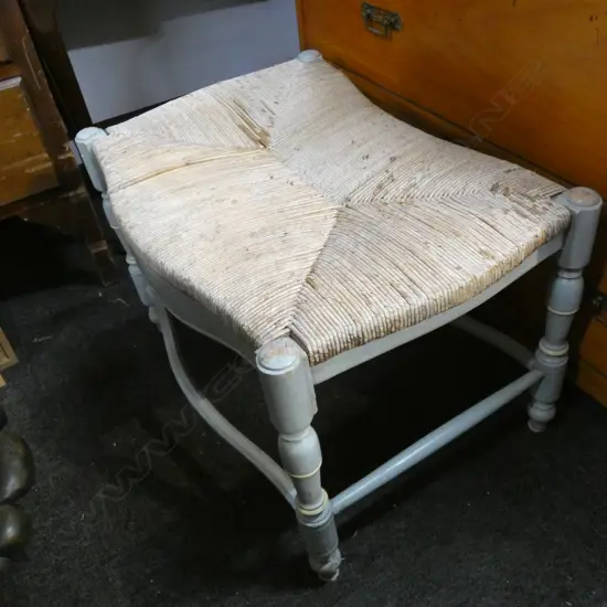 FRENCH STYLE CANE PAINTED STOOL W.600mm