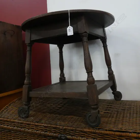 SMALL CIRCULAR OAK TROLLEY TABLE 500mm dia