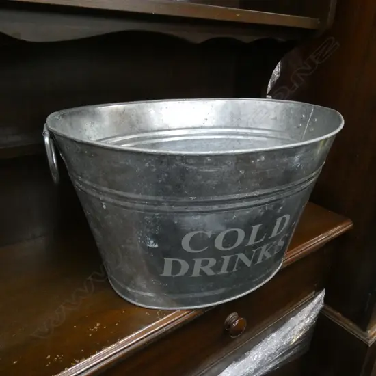 'COLD DRINKS' GALVINISED METAL ICE BIN W.470MM