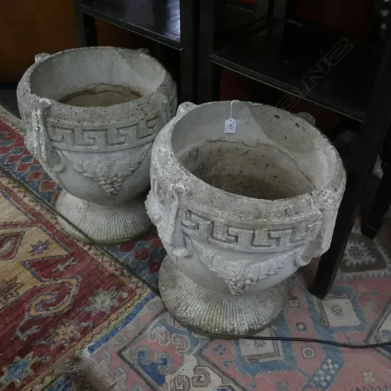 PR CONCRETE GARDEN POTS GREEK KEY DESIGN H.420mm