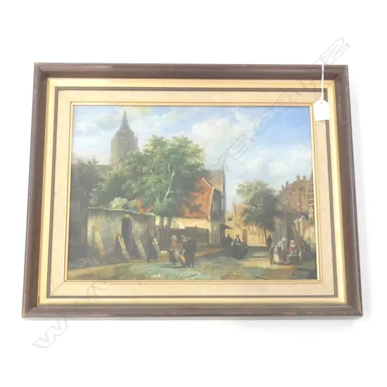 OIL ON BOARD OLD ENGLISH STREET SCENE - SIGNED  390 X 290MM