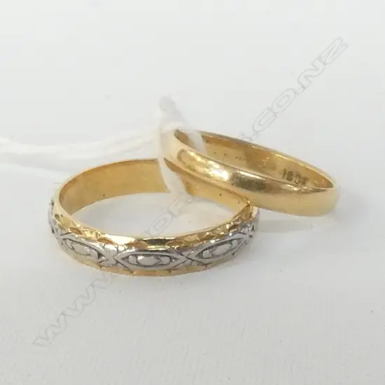 2 18CT RINGS; 1 w. PALLADIUM 5.1gms