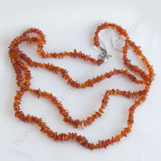 TRIPLE STRAND AMBER NECKLACE SILVER CLASP