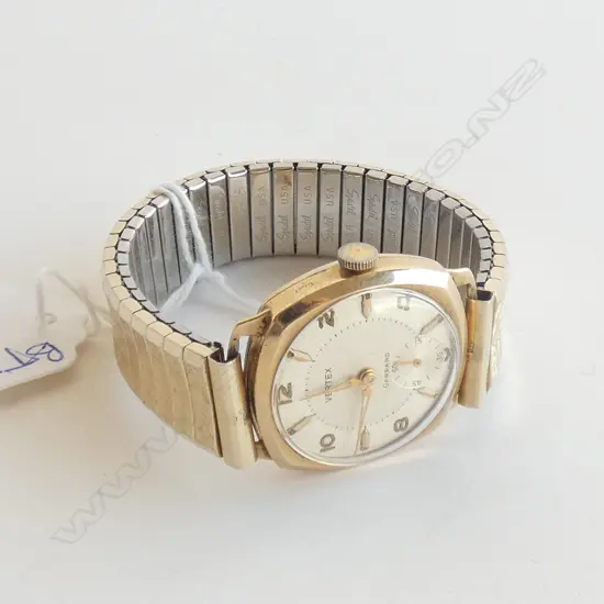 A Vertex 'Revue' 9ct gold cased wristwatch retailed by Garrard's