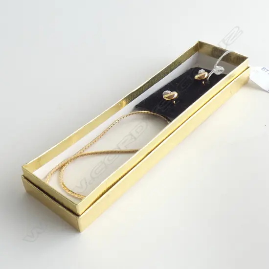 LADIES NECKLACE & CLIP EARRINGS - GOLD PLATE & CRYSTALS