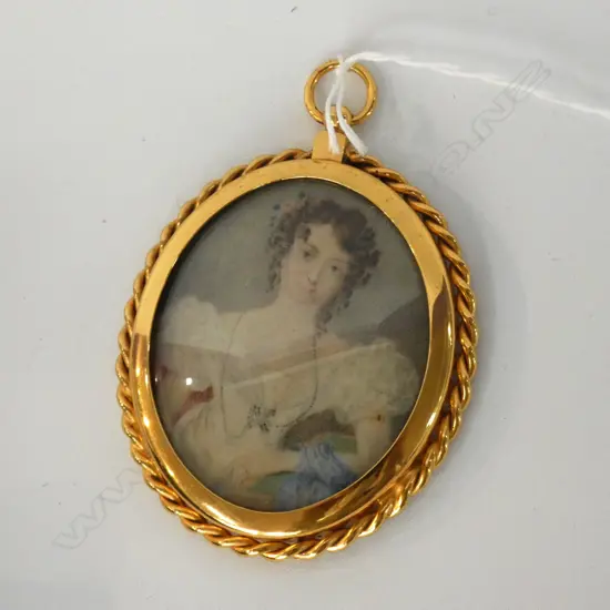 ANTIQUE HAND PAINTED MINIATURE IN MODERN FRAME