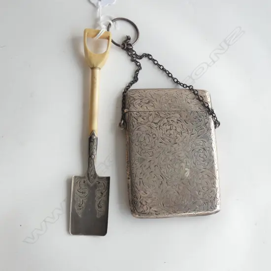 STG CIGARETTE CASE B'HAM 1898 85 gms+ MINI SPADE L.145mm