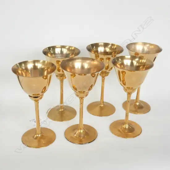 6 GOLD GLASS WINE GLASSES H.145mm + 2 BRANDY BALLOONS