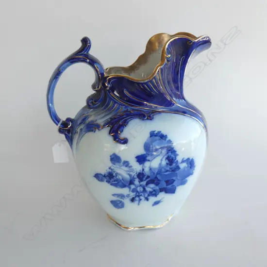 LGE DOULTON BURSLEM GLOIRE DE DIJON JUG w GOLD GILD H.320mm  LGE CHIP TO BASE RIM