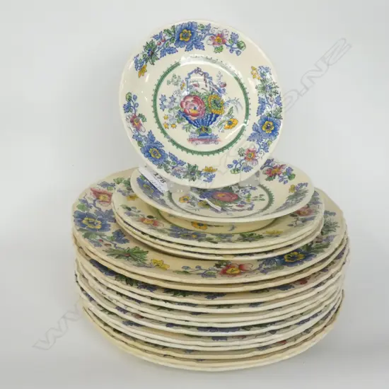 12 MASONS 'STRATHMORE' SALAD PLATES, 3 SIDE PLATES & 2 SAUCERS - SOME A.F