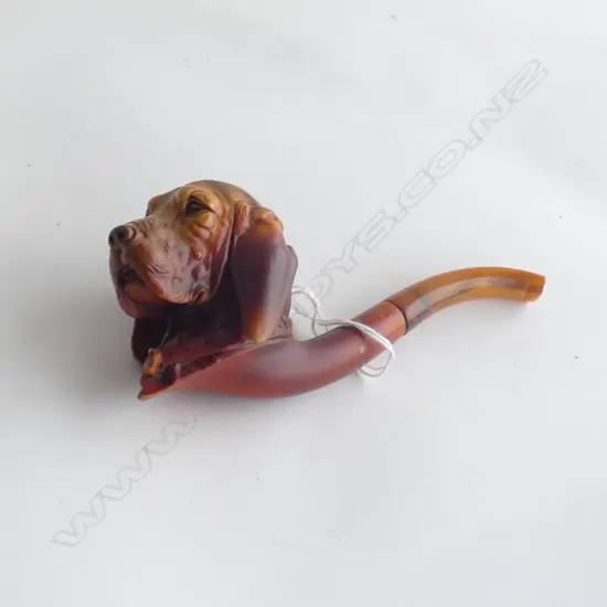 CARVED MEERSCHAUM PIPE AS A BLOODHOUND DOG L.145mm