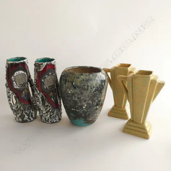 5 MID 20thC VASES; PR DECO, PR w. CHILDREN, OTHER H.170mm