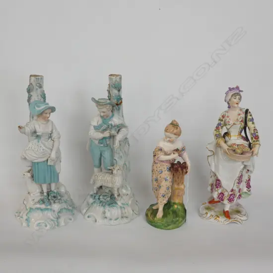 4 DRESDEN FIGURINES 3 ARE AF (1 FINE H.170mm)