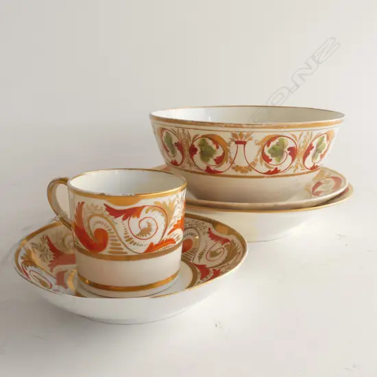 5 PCES 19thC DERBY; C/S, BOWL, 2 PLATES 190mm dia