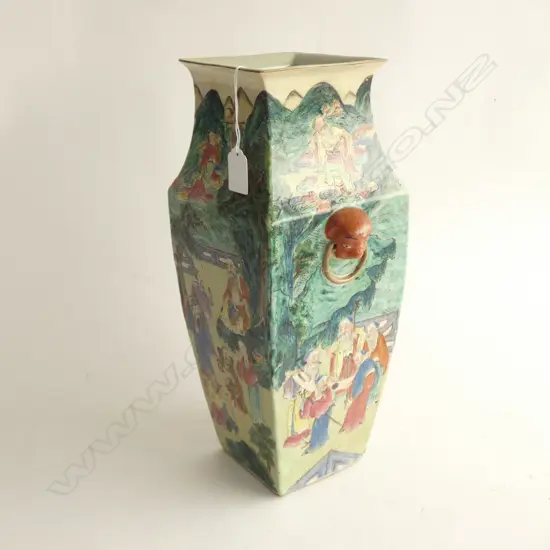 ANTIQUE LGE CHINESE VASE RESTORED FAMILLE ROSE SCHOLARS H.380mm