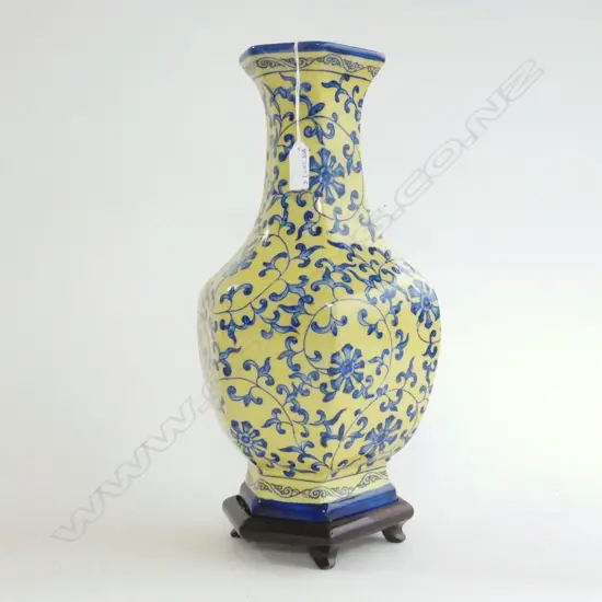 BLUE & YELLOW ORIENTAL VASE H.400mm