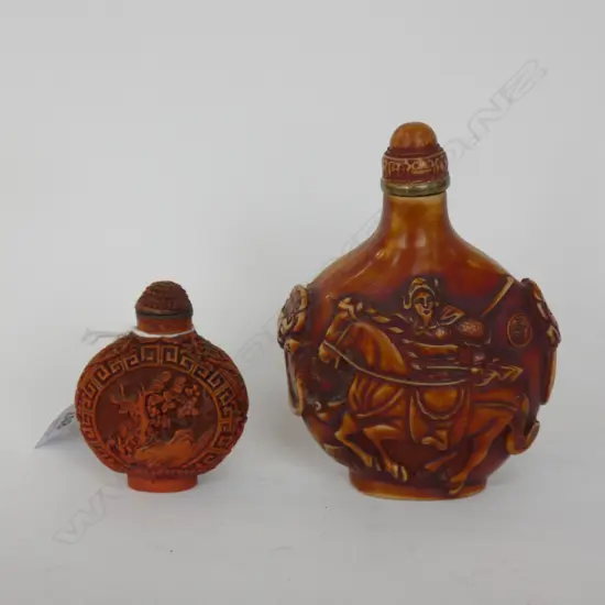2 ORIENTAL SNUFF BOTTLES LARGEST H 120mm