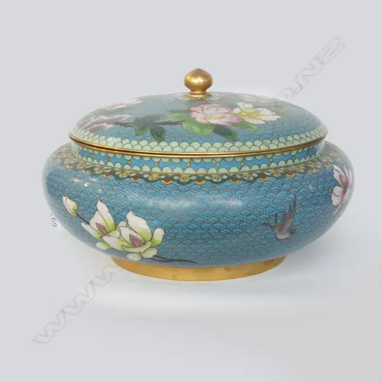 LGE CLOISONNE LIDDED BOWL DIA 260mm