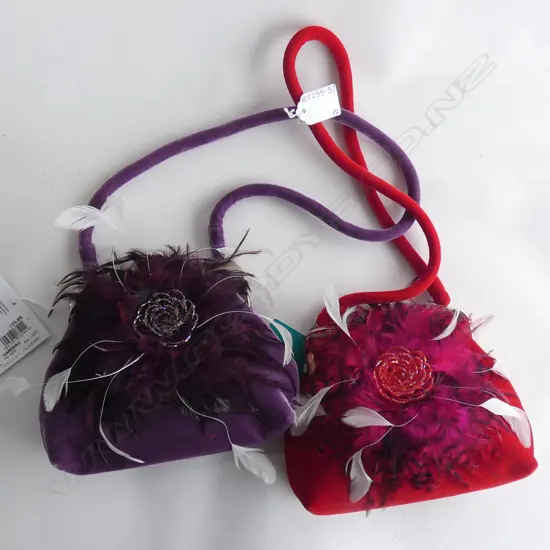 2 UNITED COLOURS OF BENETTON BAGS; 1 RED / 1 PURPLE - STILL HAVE SWING TAGS ATTCH ....