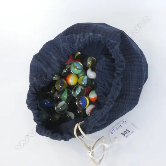 CLOTH BAG OF OLD MARBLES