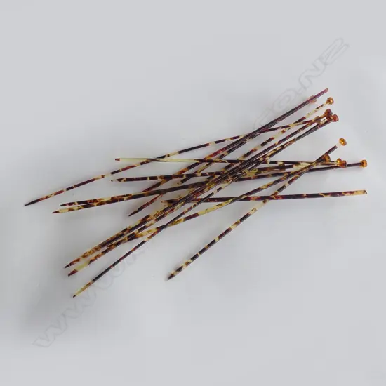 6 PR + 2 VINTAGE TORTOISE SHELL CELLULOID KNITTING NEEDLES