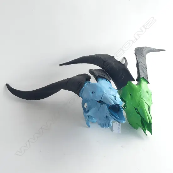 2 PAINTED GOAT SKULLS