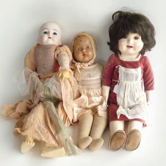 3 LARGE VINTAGE DOLLS L.600mm