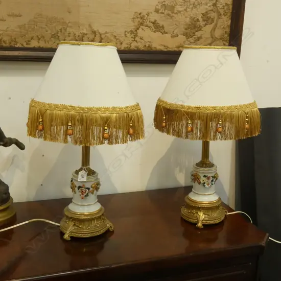 PR LAMPS; PORCELAIN & BRASS H.570mm