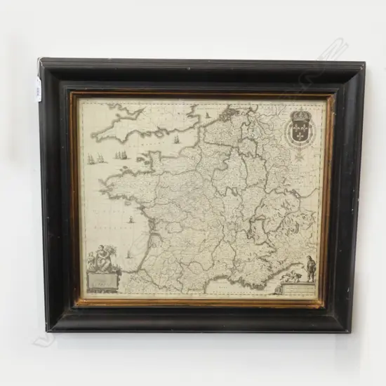 FRAMED OLD MAP OF FRANCE 310 x 370mm