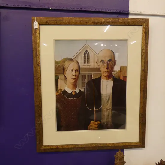 PRINT; 'AMERICAN GOTHIC' GRANT WOOD 510 x 400mm
