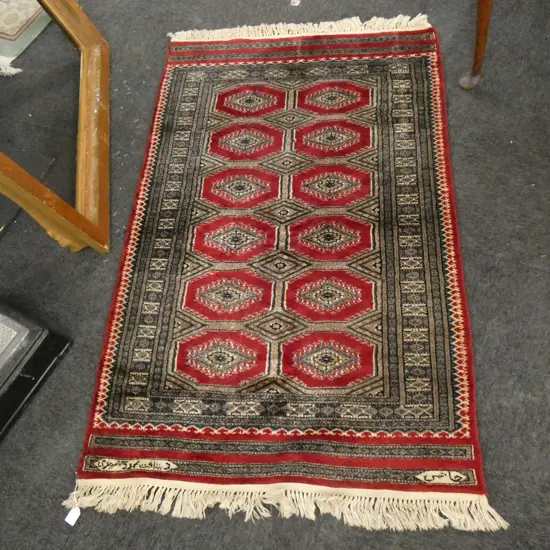HAND KNOTTED WOOL PILE RED RUG 1550 x 890mm