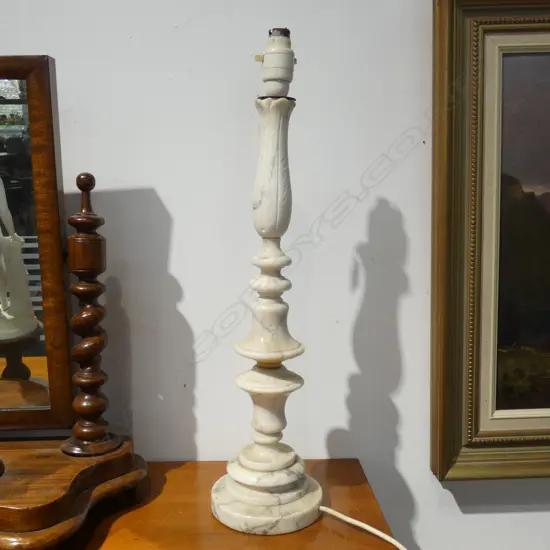 TALL WHITE MARBLE TABLE LAMP BASE H.570mm.