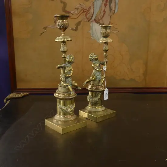PR BRASS FIGURAL CANDLE HOLDERS H.310mm A.F