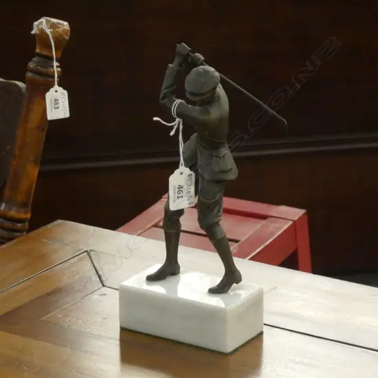 BRONZE GOLFER ON MARBLE STAND H.240mm