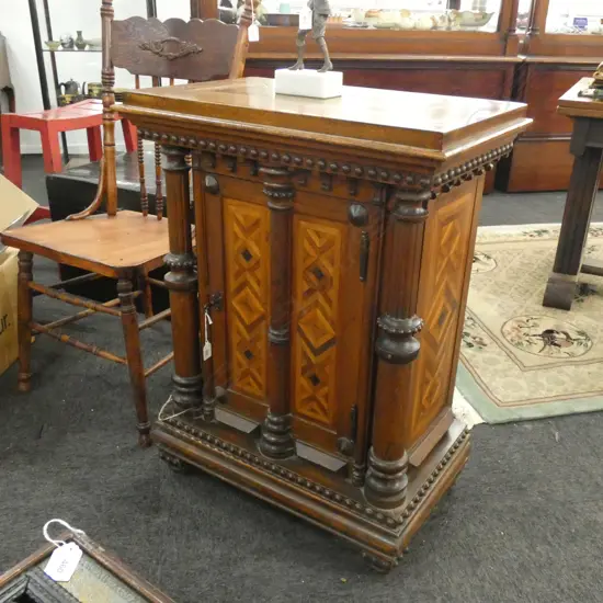 19thC CONTINENTAL PARQUETRY CUPBOARD...
