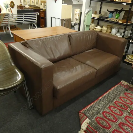 BROMHEAD FAUX LEATHER SOFA...
