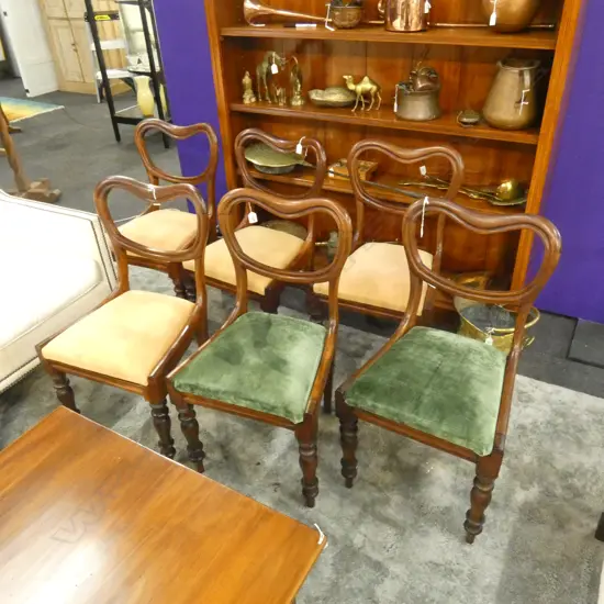 SIX VICTORIAN MAHOGANY SADDLEBACK CHAIRS