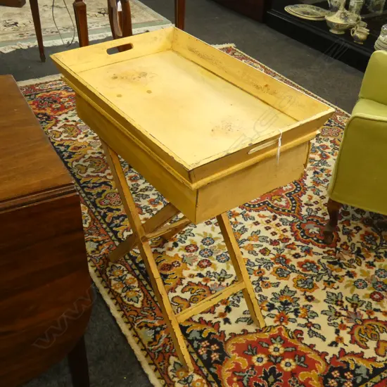 RUSTIC FOLDING YELLOW TRAY TABLE 640 x 400 x 750mm...