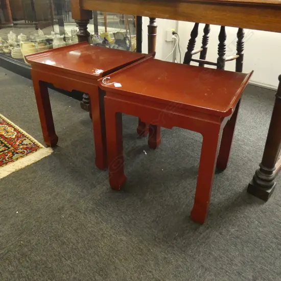 PR ORIENTAL RED LACQUER TABLES 505 x 450mm.