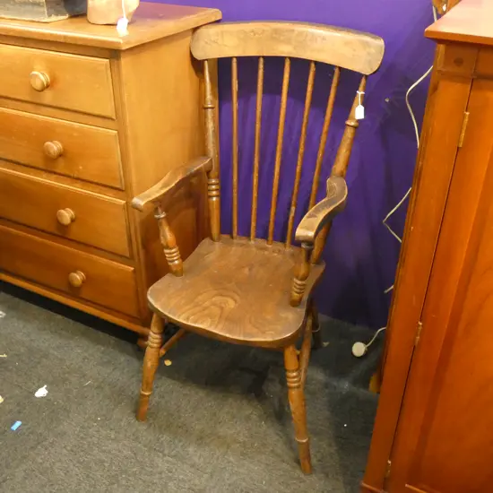 OLD WOODEN SPINDLE CHAIR