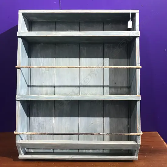 BLUE PAINT WASHED WALL SHELF