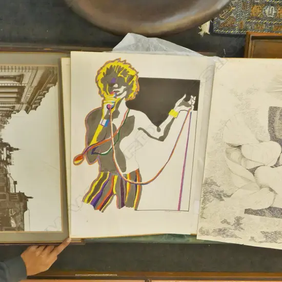 REPRO PHOTOGRAPH & 2 DRAWINGS