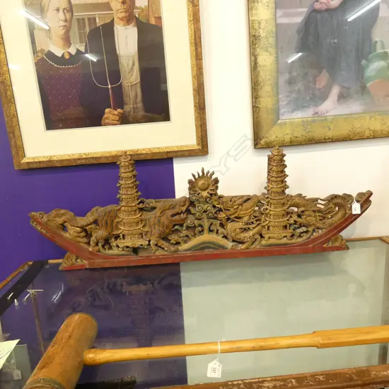 ANTIQUE CARVED TEMPLE GATEWAY W 1100mm.