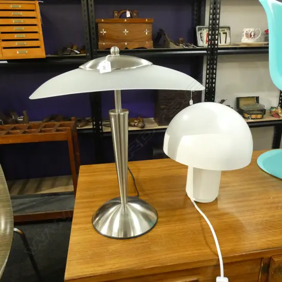 2 MODERNIST TABLE LAMPS (WORKING) LARGEST H 400mm.