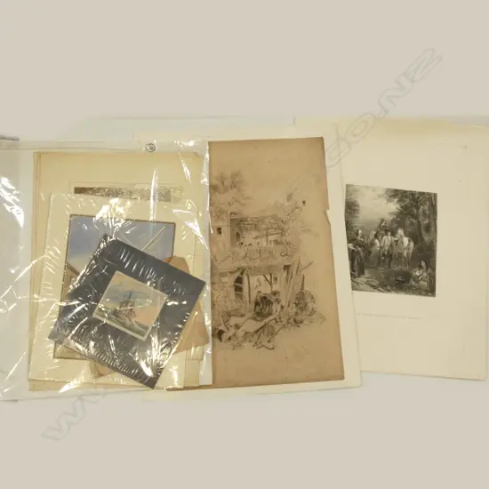 COLLECTION VICTORIAN PENCIL DRAWINGS, TOPOGRAPHICAL WATER COLOUR & LITHOGRAPHS