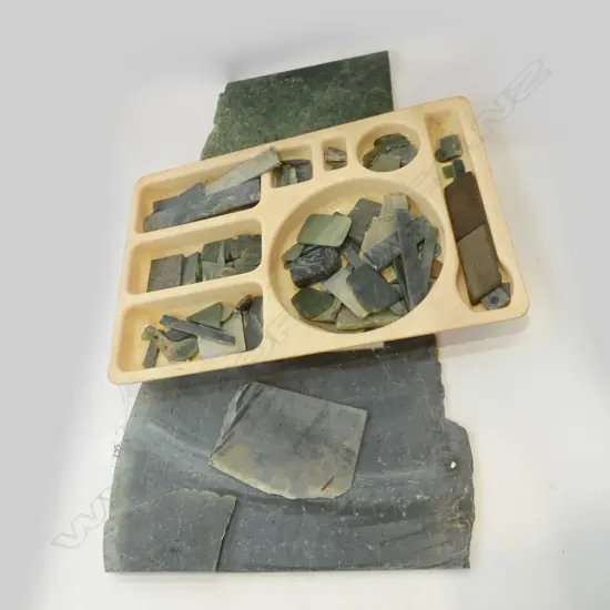LGE COLLECTION OF GREENSTONE INCL SHEETS - SUITABLE FOR JEWELLERY MAKING