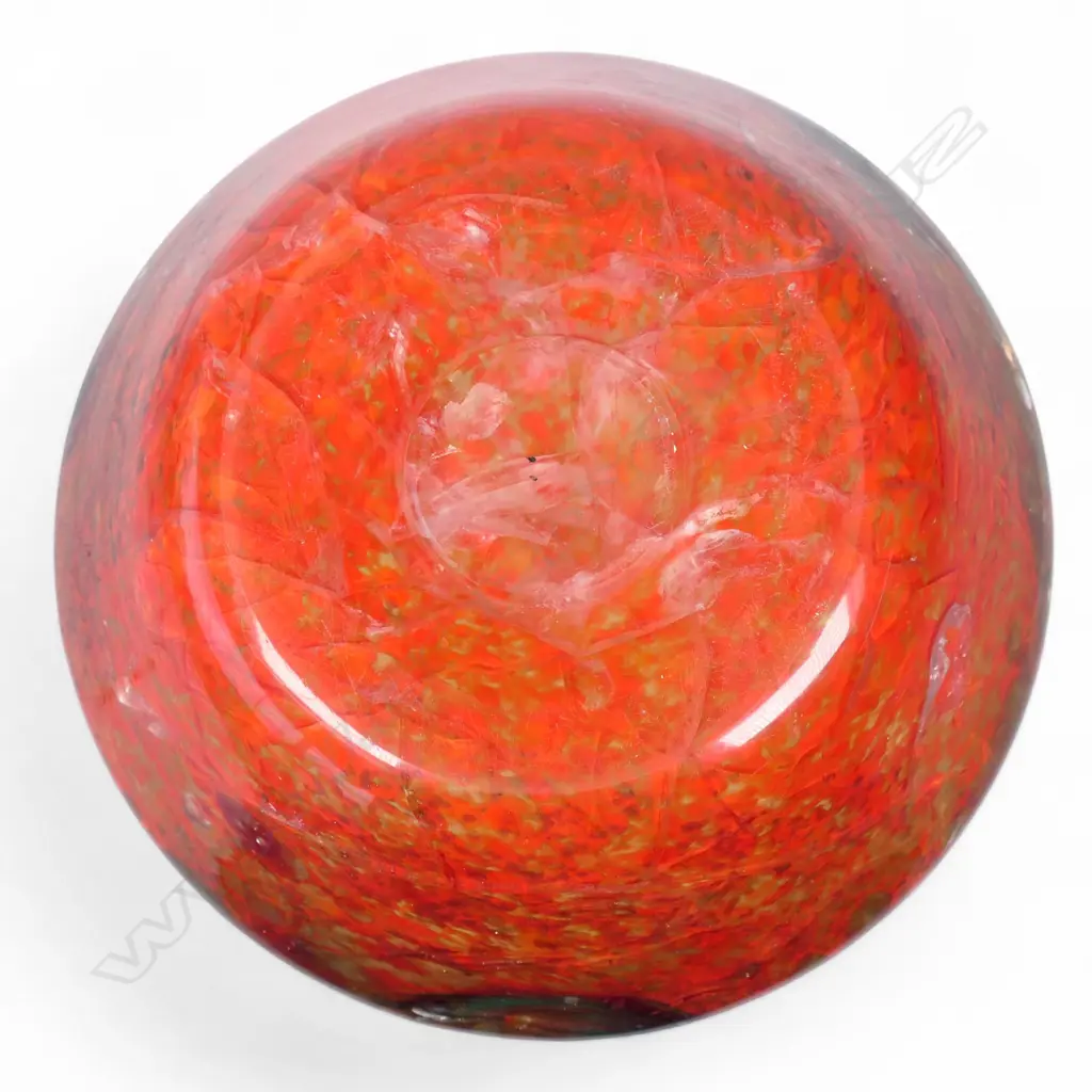 1940s SCOTTISH MONART GLASS VASE, LEMON/ORANGE/GREEN, SQUARE , SOME FAULTS, H.210mm Image 1++