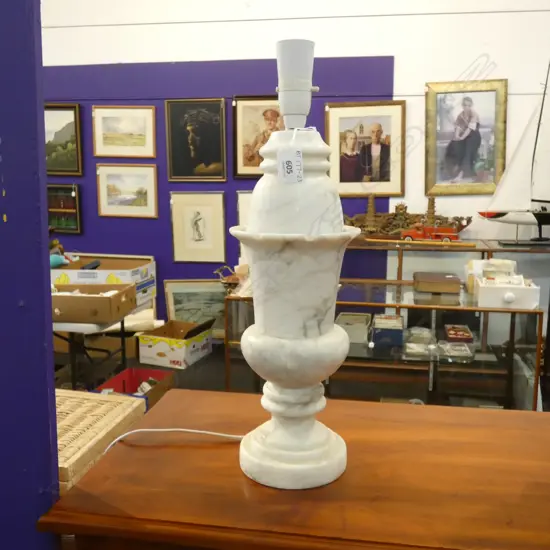 TALL WHITE MARBLE TABLE LAMP BASE H.450mm.