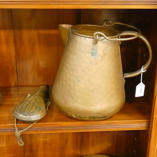 LARGE COPPER JUG & POWDER FLASK