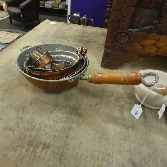 COPPER COLANDER AND CONTENTS